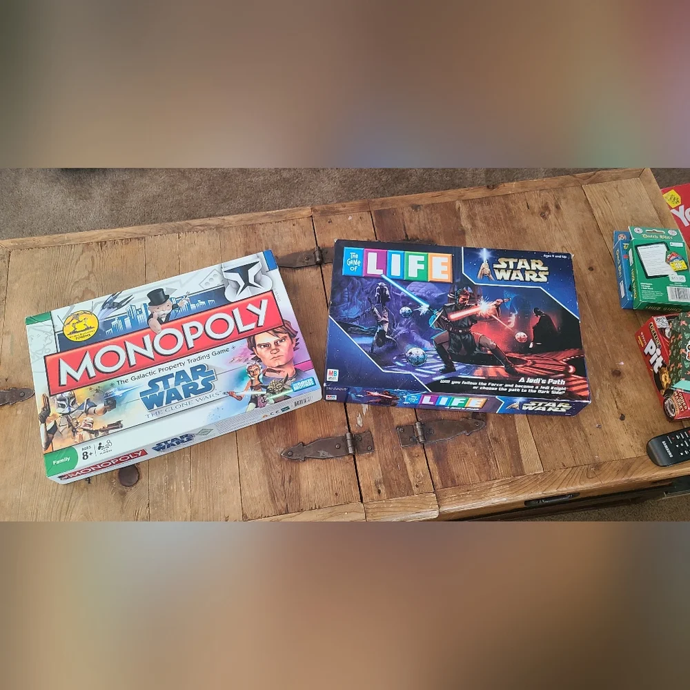 Star Wars Monopoly and Life Board Games all pieces present